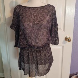 Black and purple sheer blouse
